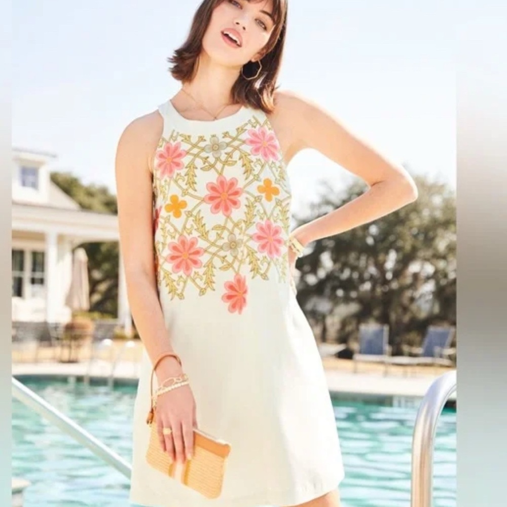 NWT Spartina Kieran Halter Dress in Floral XS Blue Mist